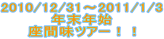 2010/12/31`2011/1/3 NNn ԖcA[II