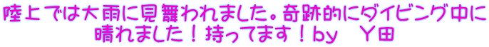 陸上では大雨に見舞われました。奇跡的にダイビング中に 晴れました！持ってます！ｂｙ　Ｙ田