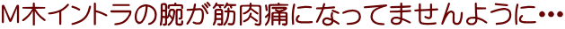 Ｍ木イントラの腕が筋肉痛になってませんように・・・