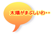 太陽がまぶしいわ・・