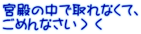 宮殿の中で取れなくて、 ごめんなさい＞＜