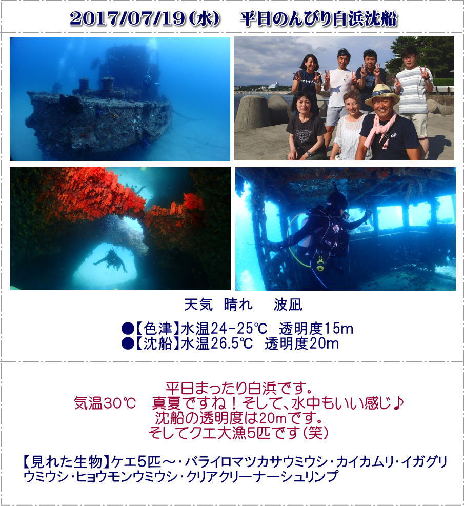 白浜沈船ダイブ